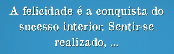 Frase: A felicidade é a conquista do sucesso interior. Sentir-se realizado.