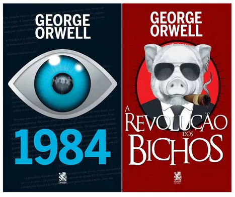 Capa dos livros de George Orwell, 1984 e A Revolução dos Bichos.